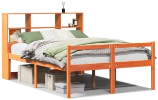 vidaXL Massivholzbett ohne Matratze Wachsbraun 135x190 cm Massivholz 3322029