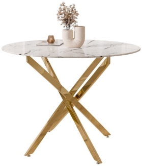 Lookway Esstisch CRISTAL II 100 cm Runder Esstisch mit Glasplatte, Durchmesser Ø 100 cm