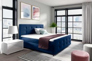 99rooms Primo Boxspringbett 120x200 cm Velours MONOLITH Dunkelblau