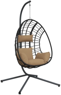 vidaXL Hängesessel Ei-Design mit Ständer Taupe Rattan und Stahl 4007410