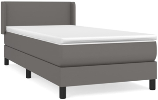 vidaXL Boxspringbett mit Matratze Grau 100x200 cm Kunstleder 3130647