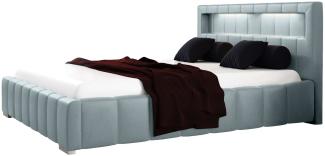 99rooms Jonas Polsterbett ohne Bettkasten 140x200 cm Velours MONOLITH Silber