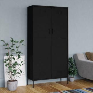 vidaXL Kleiderschrank, Stahl, Schwarz, 90 x 50 x 180 cm