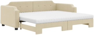 vidaXL Tagesbett Ausziehbar mit Matratzen Creme 100x200 cm Stoff 3197661