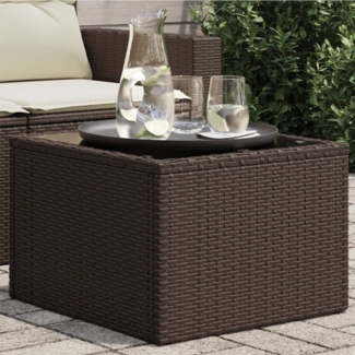 vidaXL Gartentisch mit Glasplatte Braun 55x55x37 cm Poly Rattan 366207