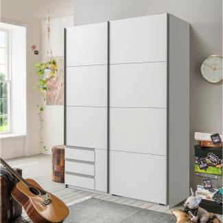 Schwebetürenschrank Emden Kleiderschrank 135 x 64 x 198 cm weiß 2-türig