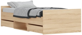 vidaXL Bettgestell mit Kopf- und Fußteil Sonoma-Eiche 90x200 cm 3203805