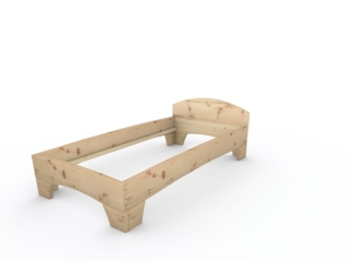 Zirbenbett Massivholzbett "Rosi" metallfrei 100 x 200 cm 38 cm mit Kopfteil