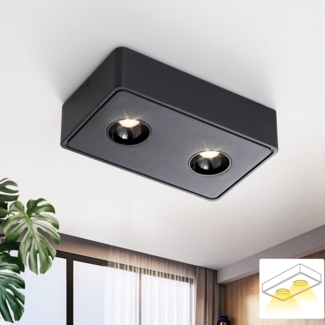 ZMH LED Aufbaustrahler Schwarz Deckenstpots - 11W Deckenstrahler Ekig Aufbaustpot Warmweiß 2 Flammig Klein Aufbau Deckenleuchte für Wohnzimmer Flur Schlafzimmer Esszimmer Küche Restaurant