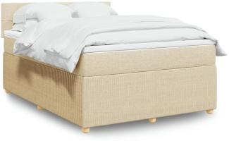 vidaXL Boxspringbett mit Matratze Creme 140x190 cm Stoff 3287456