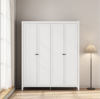 OTTO home Kleiderschrank Borkum Schlafzimmerschrank Garderobe Landhaus Bestseller weiß (schwarze Griffe aus Metall) Schlafzimmerschrank mit 6 Böden und Kleiderstange, 5 Türen