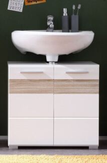 Waschbeckenunterschrank Mezzo in weiß Hochglanz und Sonoma Eiche 60 cm