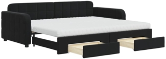 vidaXL Tagesbett Ausziehbar mit Schubladen Schwarz 90x200 cm Samt 3197005