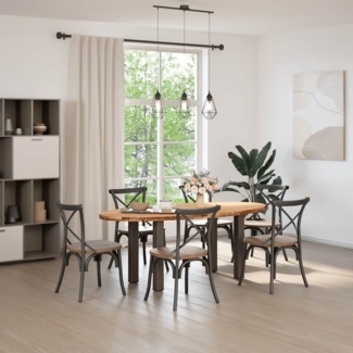 vidaXL Esstisch Hellbraun 200x100x74 cm Massivholz Eiche Oval 3305336