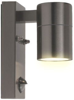 Außenwandlampe, Edelstahl schwarz, Bewegungsmelder, H 16,3 cm