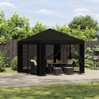 vidaXL Pavillon 3x3 m Schwarz Polyester und Stahl 190 900358