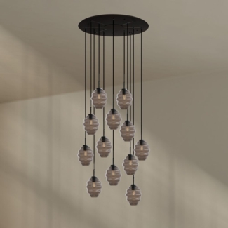 s.luce Echos Galerieleuchte 12-flammig Ø 80cm Baldachin Ø 18cm Rauch, Schwarz