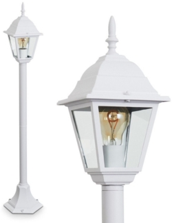 hofstein Pollerleuchte Wegeleuchte aus Metall/Glas in Weiß/Klar, ohne Leuchtmittel, Außenleuchte, Gartenbeleuchtung IP44, 1x E27, ohne Leuchtmittel