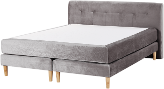 Boxspringbett 'Marquise' Samtstoff  Grau 160x200cm