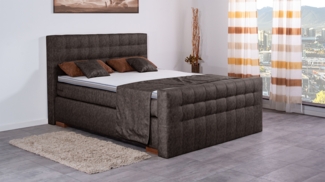 Meisterbetten Boxspringbett Luis 180x200 in MS-Espresso, Matratzenbezug Nano, Komfortschaum-Topper