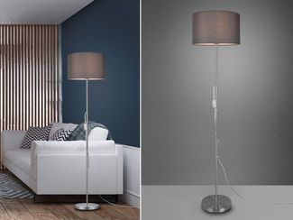 Reality Leuchten Stehleuchte Tarkin nickel-matt E 27, max. 42 W