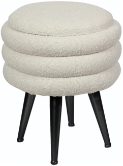 Vente-unique - Niedriger Hocker mit Stauraum - Bouclé-Stoff & schwarzes Metall - Cremefarben - ESDALO