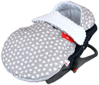 BabyLux Fußsack Sommerfußsack 90cm für Babyschale, Kinderwagen & Buggy Frühling Herbst, 7. Weiß + Herzen