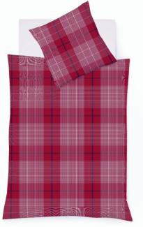 Fleuresse Lech Edelflanell Bettwäsche 155x220 Karo rot blau Landhaus 604112-04