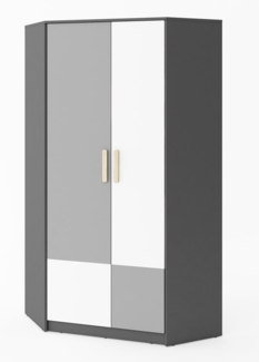 Eckschrank Pok Kleiderschrank 95x95cm graphit grau weiß 2-türig