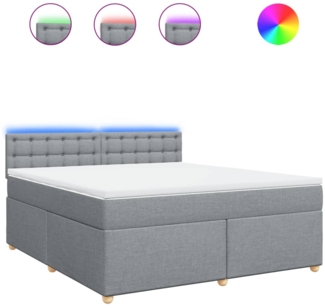 vidaXL Boxspringbett mit Matratze Hellgrau 180x200 cm Stoff 3289073