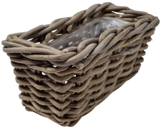 Van der Leeden Pflanzkübel Pflanzkasten Rattan Grau 30 x 15 x 15 cm – Rechteckiger Korb (1 St)