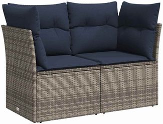 vidaXL | Gartensofa | mit Kissen Grau 124 x 62 x 69cm Poly-Rattan 366149