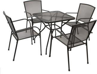 Garnitur CLASSIC 5-teilig, Streckmetall anthrazit (Tisch 70x70 cm)