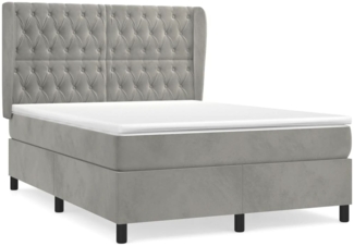 vidaXL Polsterbett mit Matratze Hellgrau 140x200 cm Samt