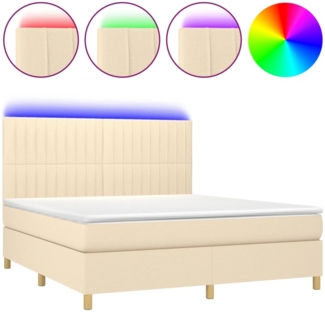 vidaXL Boxspringbett mit Matratze & LED Creme 160x200 cm Stoff 3135610