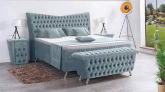 Meisterbetten Boxspringbett Juve 240x220 in VS-Hellblau, Matratzenbezug Optiflex, Ergoflex-Topper