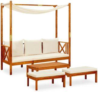 vidaXL Gartenbank mit Tisch & Fußhockern Massivholz Akazie 3058008