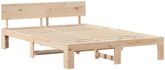 vidaXL Bettrahmen mit Kopfteil Natur 160 x 200 cm Massives Kiefernholz 872644