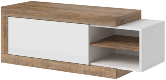 Couchtisch Saragossa Wohnzimmertisch ausziehbar 120-154x60x43cm weiß Hochglanz Samdal Eiche