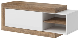 Couchtisch Sintra Wohnzimmertisch ausziehbar 120-154x60x43cm weiß Hochglanz samdal eiche