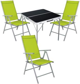 4-teiliges Campingmöbel Set Aluminium Textilen lime