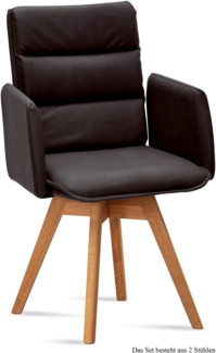 Armlehnstuhl drehbar (2er-Set) Dorri 52x92x60 Eiche geölt/Espresso