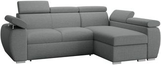 Ecksofa Boston Mini mit Schlaffunktion, Bettkasten, Einstellbare Kopfstützen (Farbe: Aragon 93, Seite: Rechts, 2r+LC)