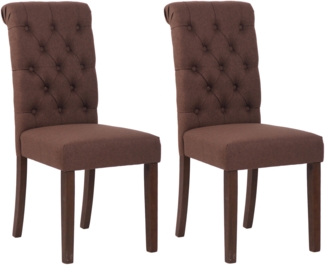 DELUKE® 2er Set Esszimmerstühle WALES Stoff - 98x45x63cm, braun, Holz Gestell Stühle Esszimmerstühle Stuhl Esszimmer Esstisch Stühle Küchenstuhl
