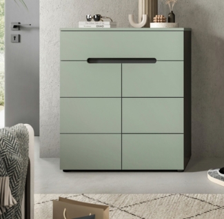 furnling Schuhkommode Schuhschrank Cano, mit 2 Türen, 4 Fächer, 1 Schublade, grau/grün, Schuhregal, Flurmöbel