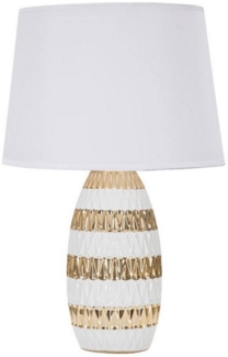 Dmora Tischlampe Barr, Schreibtischleuchte, Büroleuchte, Arbeitslampe, 33x33 h50 cm, Weiß und Gold