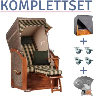 Strandkorb Spiekeroog Single Mahagoni PE grey Dessin 506-KOMPLETTSET