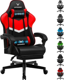 Gaming Stuhl mit Fußstütze Bürostuhl Ergonomisch Kopfkissen Rot