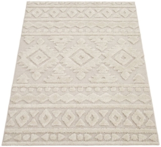 KADIMA DESIGN Teppich Struktur 3D Schlafzimmer schmutzabweisend Hochflor Teppich Shaggy, Läufer, Höhe: 34 mm, Florhöhe: 30 mm, Polypropylen, Läufer, 60x100, Creme