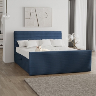 Kaiser Möbel Boxspringbett Trento mit Bettkasten, Topper und Bonellmatratze, VELO Stoff (Komplett-Set (Bettgestell, Matratze, Topper), mit Topper mit Bettkasten antibakterieller Bezug einfache Montage